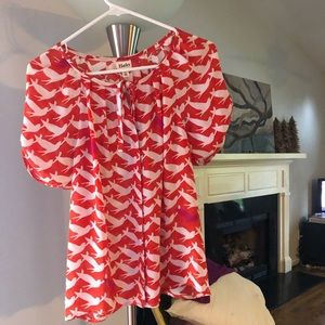 Women’s Hatley Small Orange and White Blouse